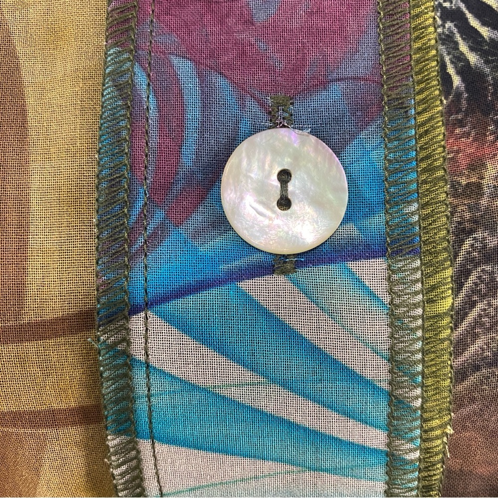 Vintage Sterling Styles Colorful Patchwork Button-Up Tunic, 100% Cotton, Artsy - Picture 4 of 8